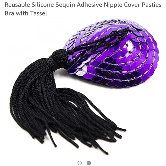 Sexy Sequined Nipple Tassel Breast Pasties Exotic - Picture 2 of 6